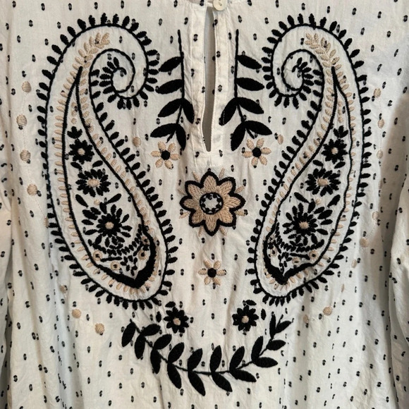 Fat Face Imogen Embroidered Blouse Size Large Peasant Boho Hippie Balloon Sleeve - Picture 7 of 16